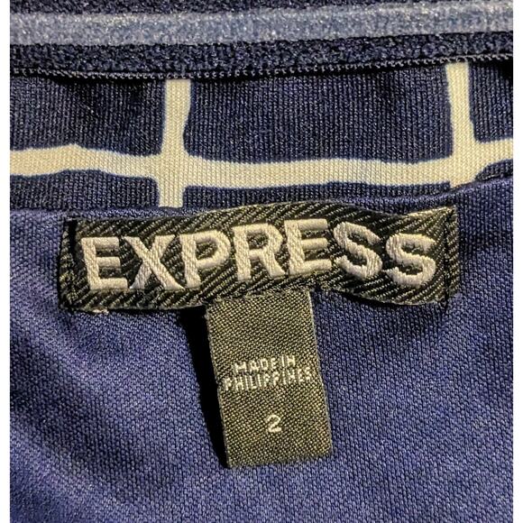 Express Sheath Dress Size 2 Blue White 
Strapless Stretch Large Floral Bodycon - Picture 9 of 10